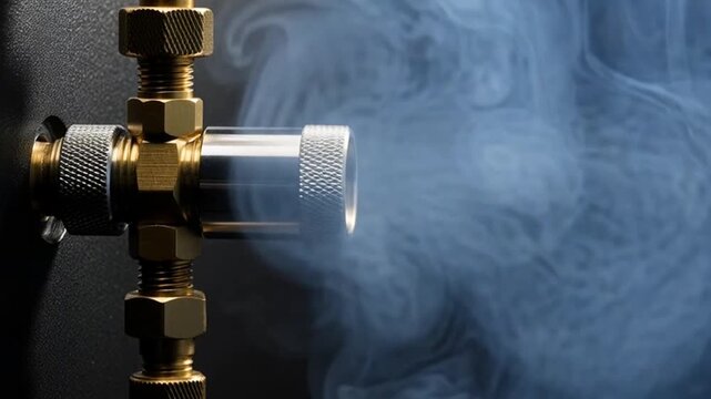 Dynamic smoke animation emanating from metallic fixture perfect for VFX or motion graphics