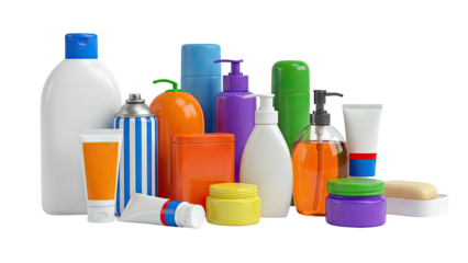 Collection of various toiletry and cosmetic containers