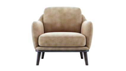 Modern Accent Chair in Brown Textured Fabric with Dark Wood Legs