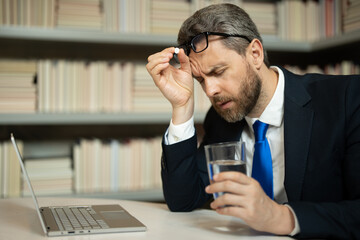 Medicine pill from headache migraine. Head pain medicines pills concept. Cephalalgia and migraine....