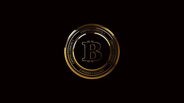 3d gold bitcoin crypto currency logo on the black background