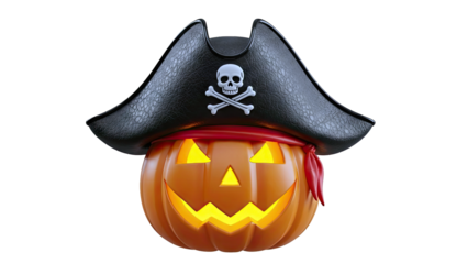 Halloween Pumpkin Pirate with Jolly Roger Hat