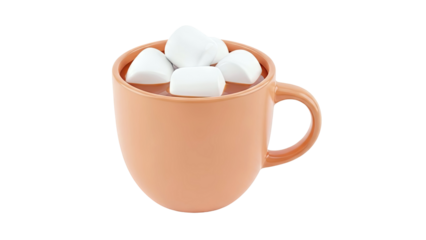 Hot Chocolate with Marshmallows in a Peach Mug