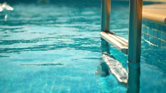Rippling Water by Pool Steps.