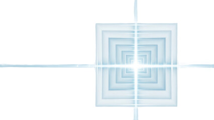Blue square with white lines and a white background