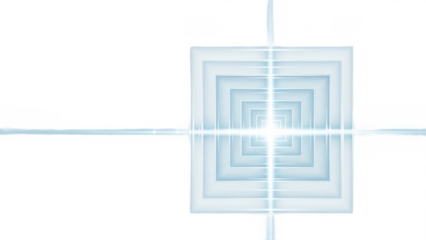Blue square with white lines and a white background