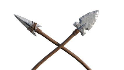 Crossed primitive stone-tipped arrows