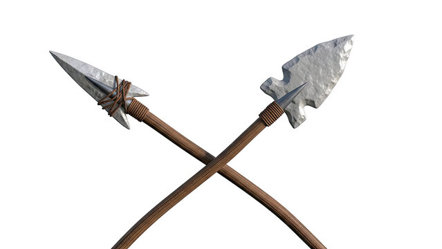 Crossed primitive stone-tipped arrows