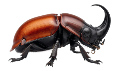Rhinoceros Beetle Insect Macro - Isolated on White Background