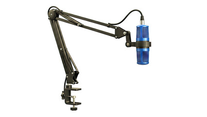 Blue Microphone on Black Scissor Arm Stand with Clamp