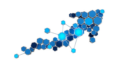 Blue molecular structure model isolated on transparent background