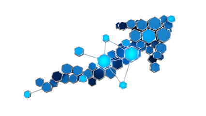 Blue molecular structure model isolated on transparent background