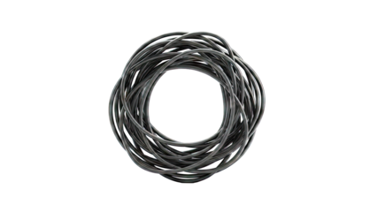 Coiled Black Cable on White Background