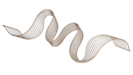 Wavy metal strip isolated on transparent background