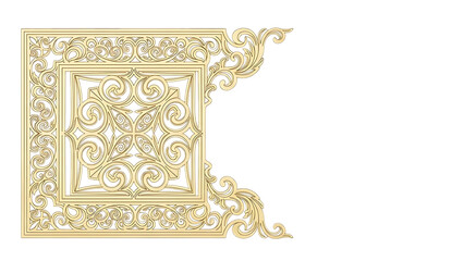 Gold ornate decorative letter l isolated on transparent background