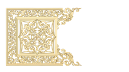 Gold ornate decorative letter l isolated on transparent background