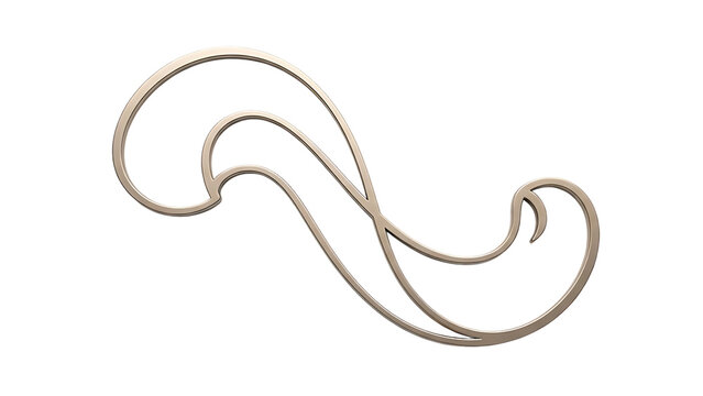White glow neon swirly curve isolated on transparent background