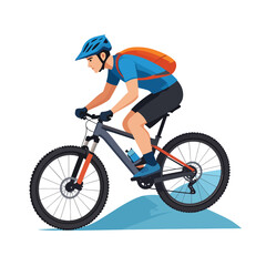 Fototapeta premium Vibrant vector illustration of a person actively mountain biking on an outdoor trail, enjoying the race.