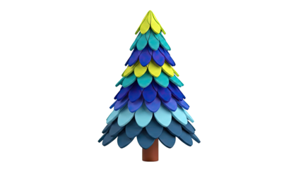 Stylized Christmas Tree with Blue and Green Petal-Like Foliage