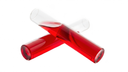 Two red tubes of liquid are placed on top of each other. isolated illustration on transparent background