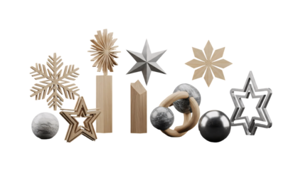 Decorative Christmas Ornaments with Stars Snowflakes and Beads.