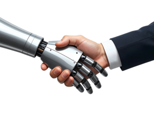 Handshake between human and robot hand isolated on transparent background isolated on transparent background