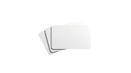 Stack of blank white rectangular cards with rounded corners