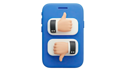 Smartphone with Thumbs Up and Thumbs Down Icons