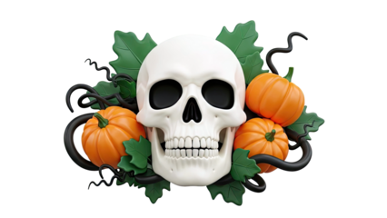Halloween Skull and Pumpkins