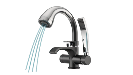 Modern Matte Black and Chrome Faucet with Dual Shower Heads