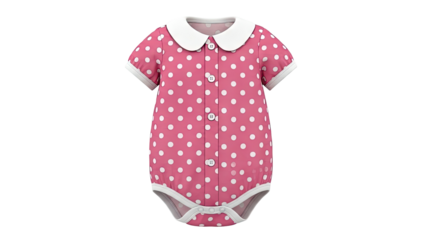 Pink Polka Dot Baby Bodysuit with Peter Pan Collar