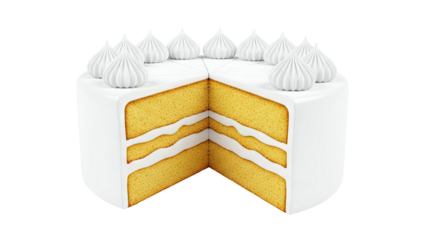 Layered Cake with White Frosting and Whipped Cream Topping