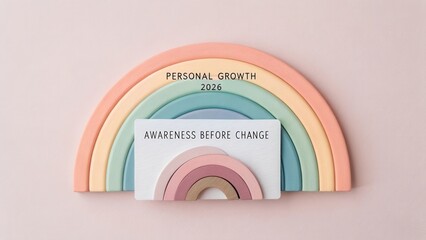 Colorful Rainbow Wooden Toys and Cards for Personal Growth 2026 and Awareness Before Change Theme