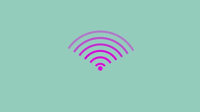 wifi icon and presentation icon on screen with neon effect,,Animated fade wave wifi signal icon motion graphic overlay loop on transparent background,
