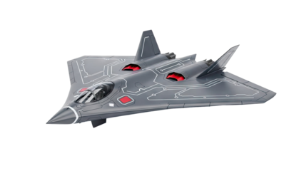 Futuristic Stealth Fighter Jet with Circuitry Markings