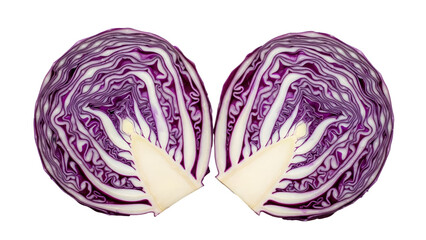 Halved red cabbage isolated on transparent background