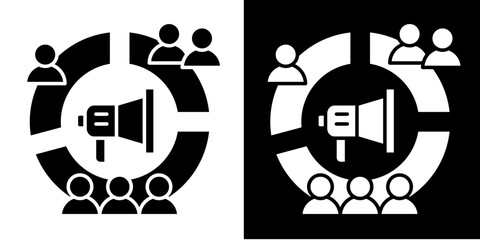 Segmented Audience  Icon Set White Glyph Style Collection
