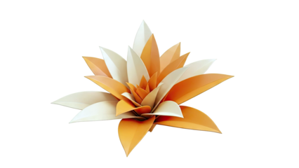 Abstract geometric flower with orange and cream petals
