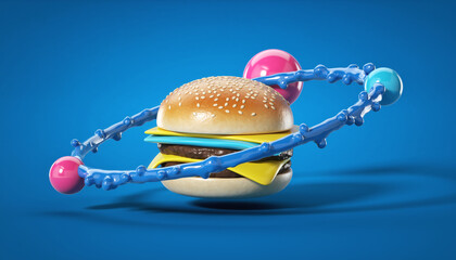 Abstract Burger Planet Fast Food Concept