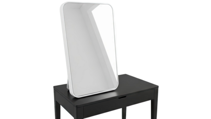 Modern Rectangular Mirror on Black Vanity Table