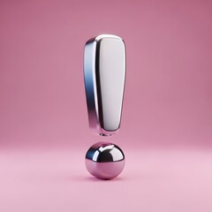 Stylized metallic punctuation mark rests on a solid pink background