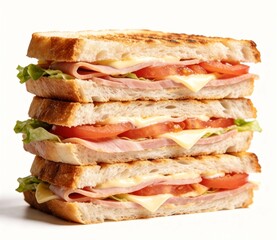 Argentine traditional sandwich with ham, cheese, tomato and lettuce
