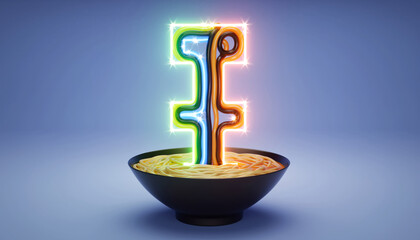 Abstract Neon Light Noodle Art