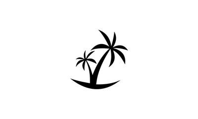Obraz premium Stylized Black Silhouette of Two Palm Trees on a Curved Ground.