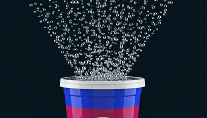 Surreal bubbles erupting from a colorful container