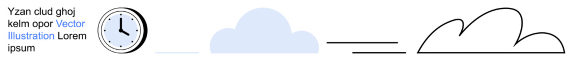 Time management, creativity, conceptual process, transformation, abstract ideas, innovation. A clock and cloud graphic transforming into a drawn cloud shape. Time management and creativity concept © robu_s