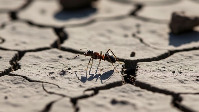insects in cracked ground, dry atmosphere - Powered by Adobe