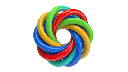 Intertwined colorful rings forming a circular pattern