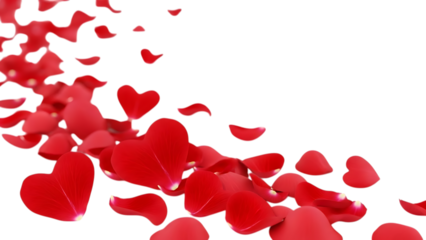 A trail of red heart shapes floating on a black background