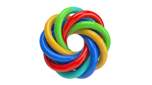 Intertwined colorful rings forming a circular pattern - Powered by Adobe